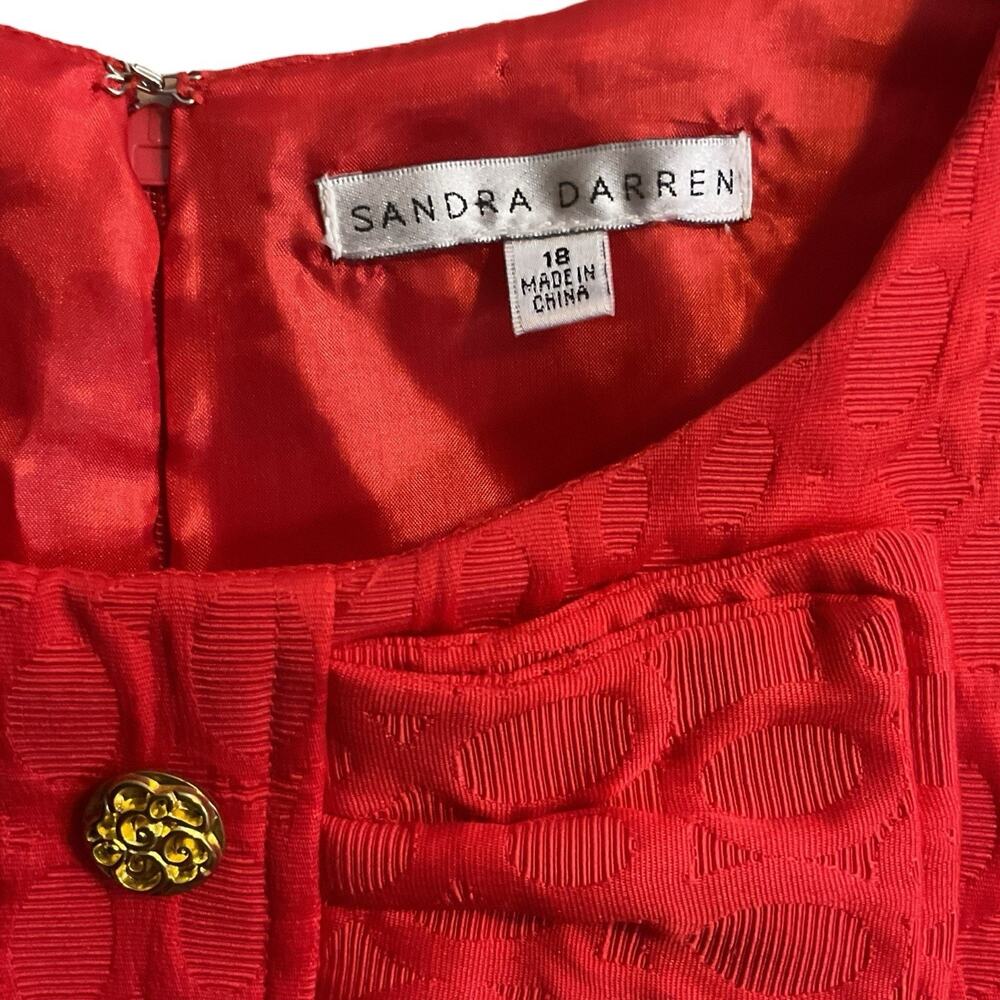 Red Sleeveless Dress| Sz 18 |Cotton Blend |Jacquard Sheath Career - Picture 9 of 13